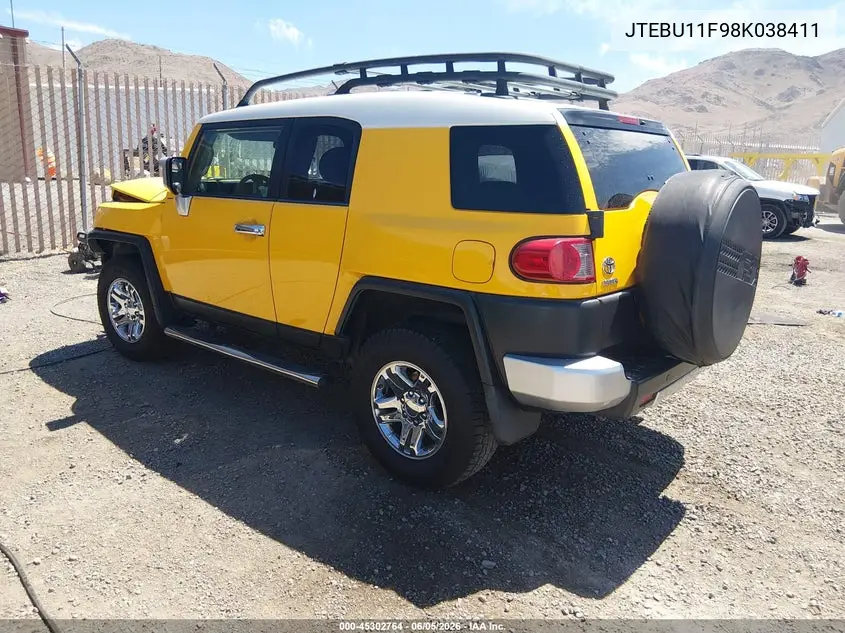 2008 Toyota Fj Cruiser VIN: JTEBU11F98K038411 Lot: 45302764