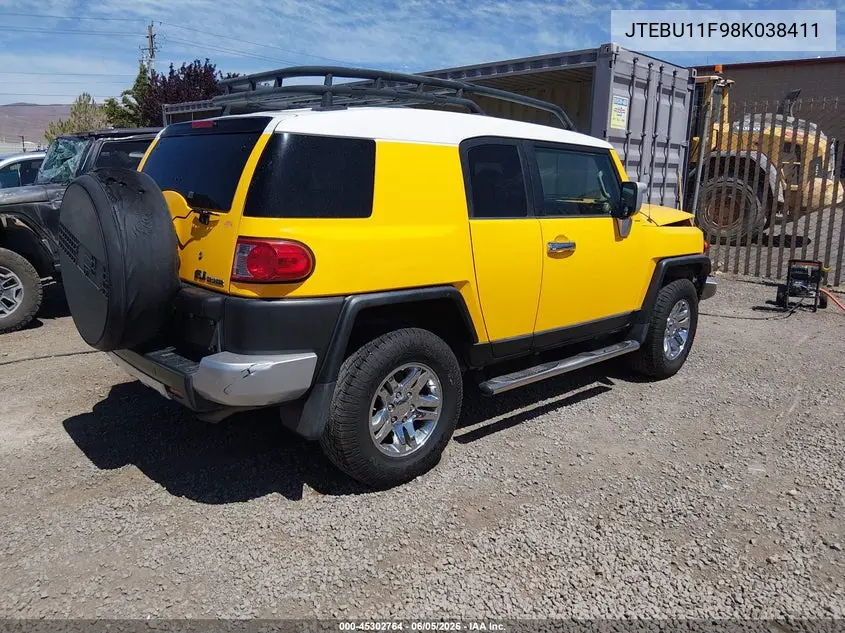 2008 Toyota Fj Cruiser VIN: JTEBU11F98K038411 Lot: 45302764