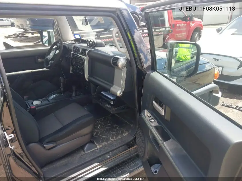 2008 Toyota Fj Cruiser VIN: JTEBU11F08K051113 Lot: 45308633