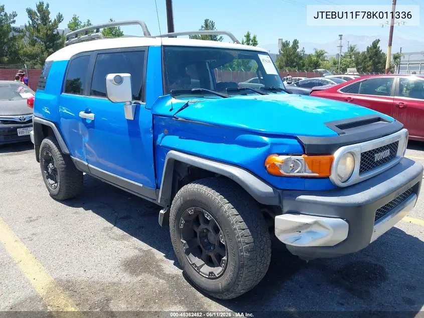 2008 Toyota Fj Cruiser VIN: JTEBU11F78K011336 Lot: 45362482