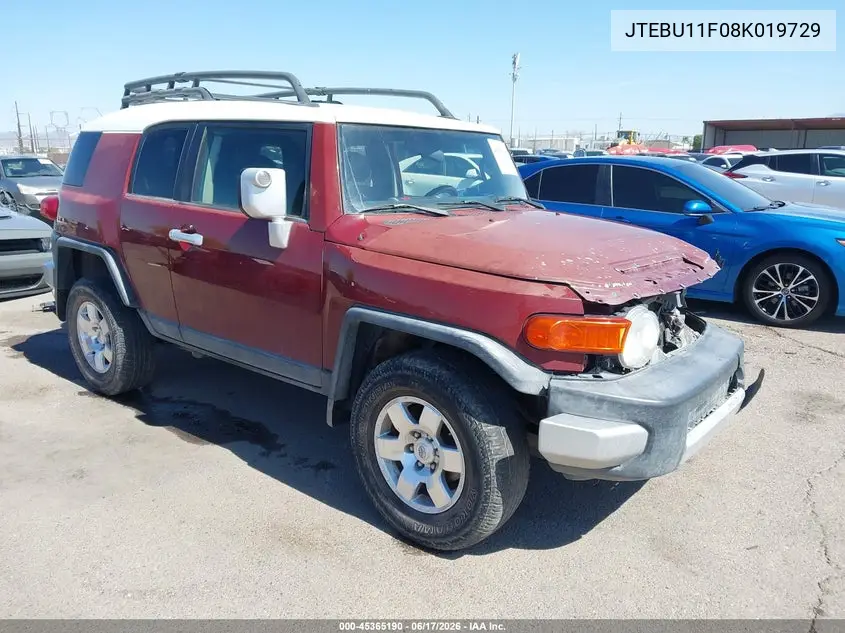2008 Toyota Fj Cruiser VIN: JTEBU11F08K019729 Lot: 45365190