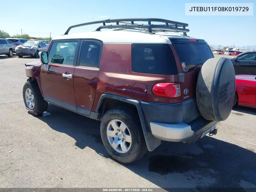 2008 Toyota Fj Cruiser VIN: JTEBU11F08K019729 Lot: 45365190