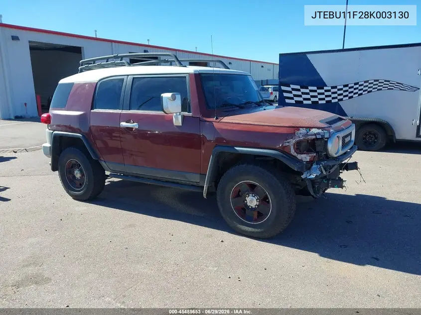 2008 Toyota Fj Cruiser VIN: JTEBU11F28K003130 Lot: 45485653