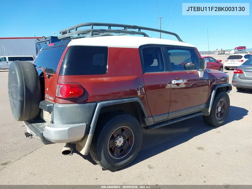 2008 Toyota Fj Cruiser VIN: JTEBU11F28K003130 Lot: 45485653