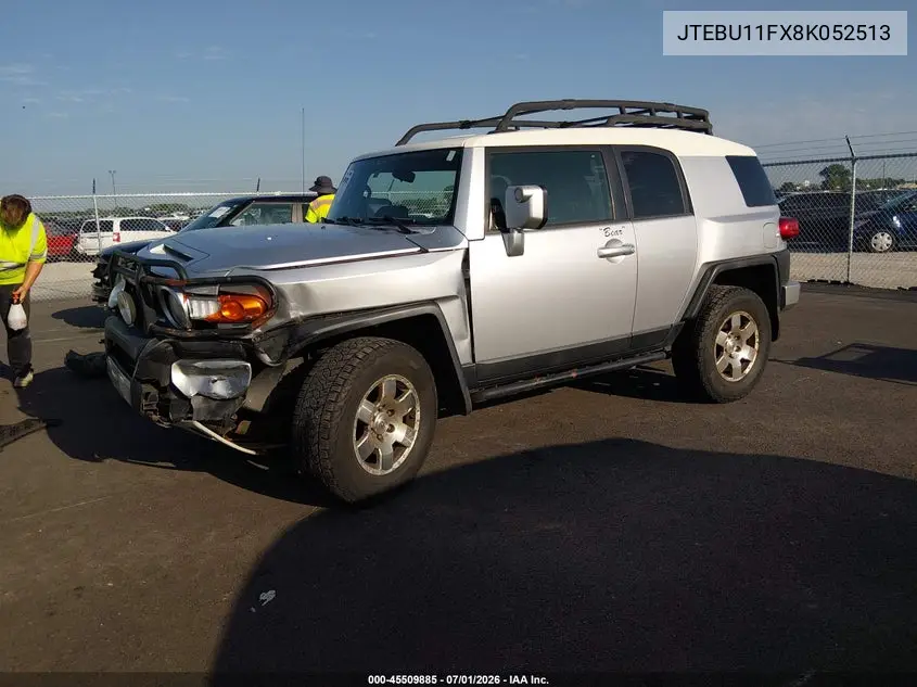 2008 Toyota Fj Cruiser VIN: JTEBU11FX8K052513 Lot: 45509885