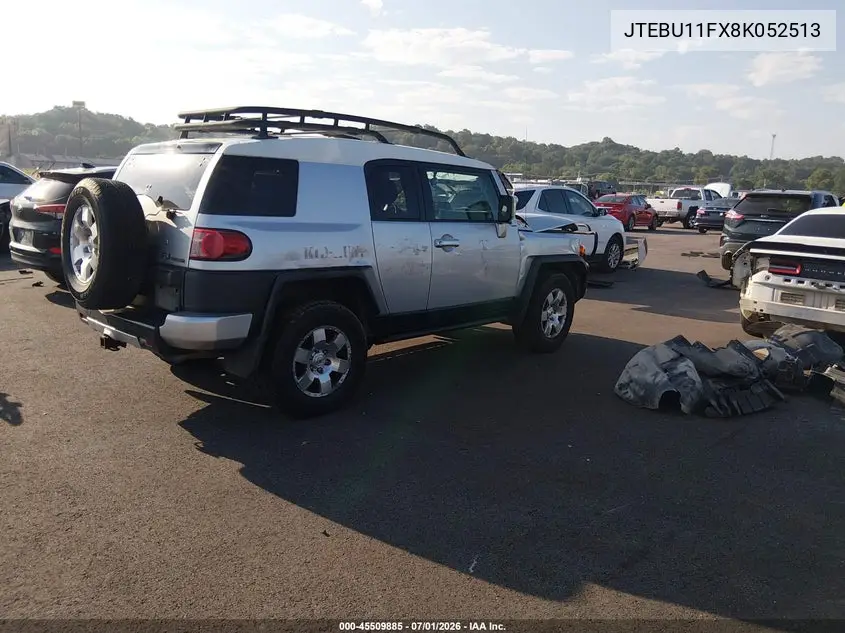 2008 Toyota Fj Cruiser VIN: JTEBU11FX8K052513 Lot: 45509885