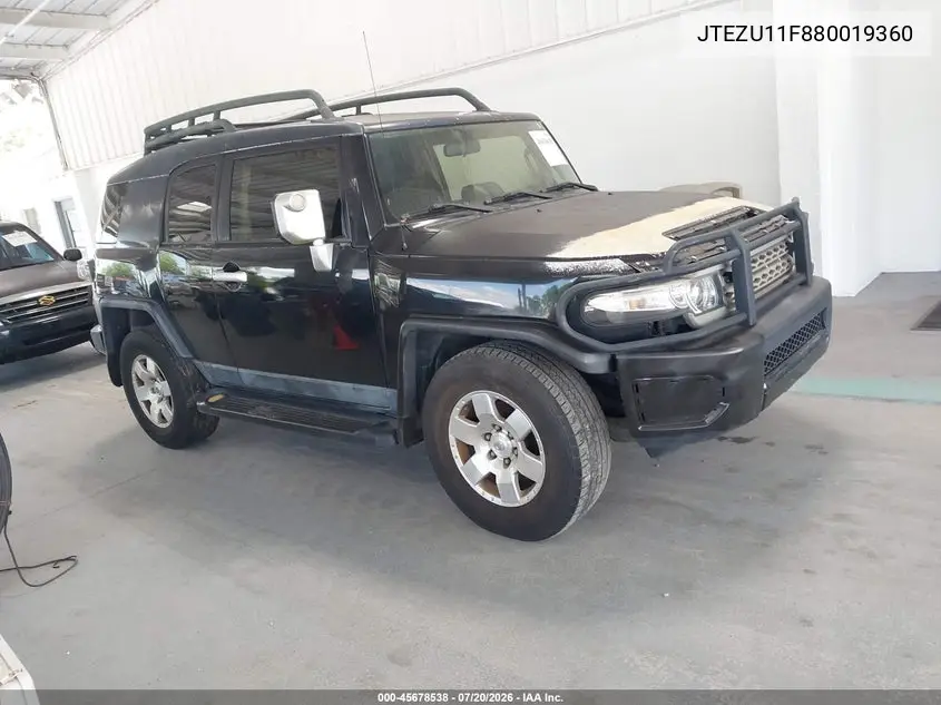 2008 Toyota Fj Cruiser VIN: JTEZU11F880019360 Lot: 45678538