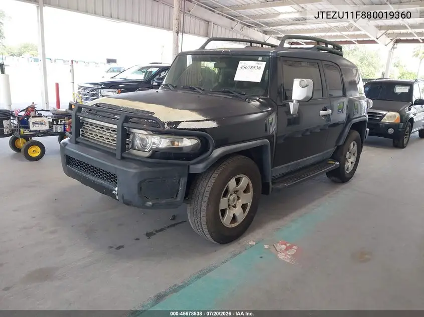 2008 Toyota Fj Cruiser VIN: JTEZU11F880019360 Lot: 45678538