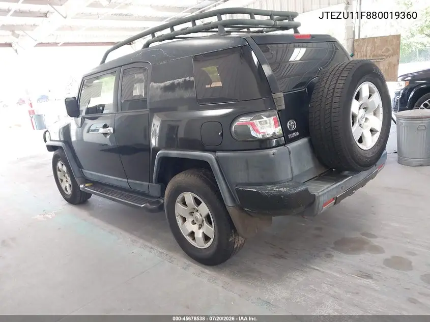 2008 Toyota Fj Cruiser VIN: JTEZU11F880019360 Lot: 45678538