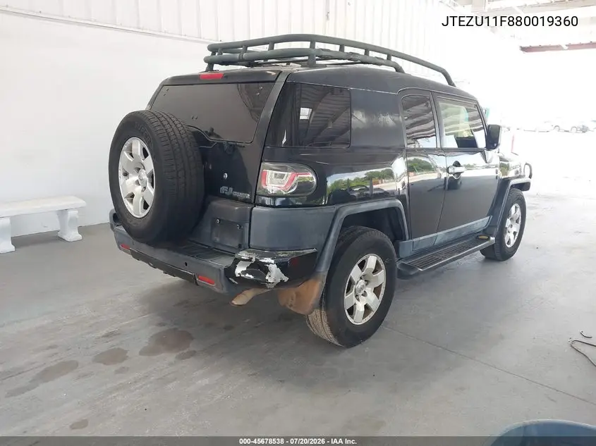 2008 Toyota Fj Cruiser VIN: JTEZU11F880019360 Lot: 45678538