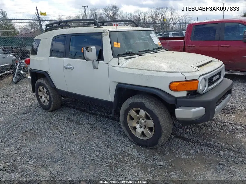 2010 Toyota Fj Cruiser VIN: JTEBU4BF3AK097833 Lot: 44570930