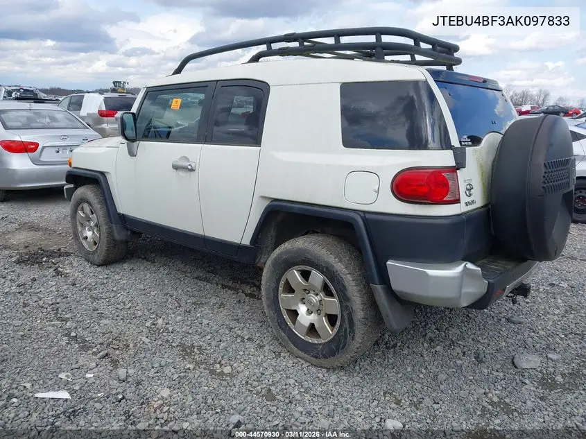 2010 Toyota Fj Cruiser VIN: JTEBU4BF3AK097833 Lot: 44570930