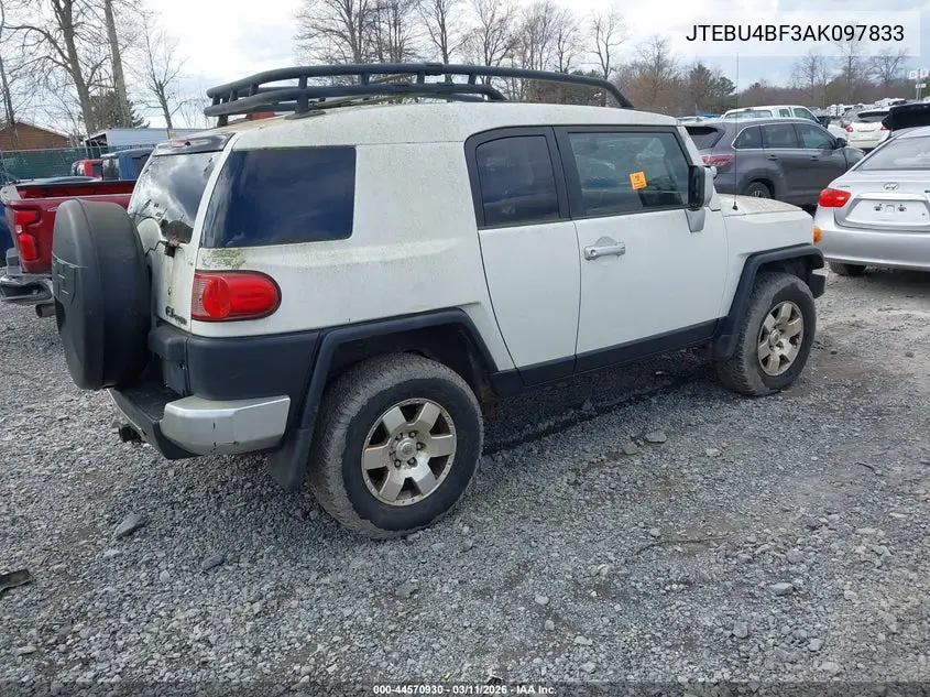 2010 Toyota Fj Cruiser VIN: JTEBU4BF3AK097833 Lot: 44570930