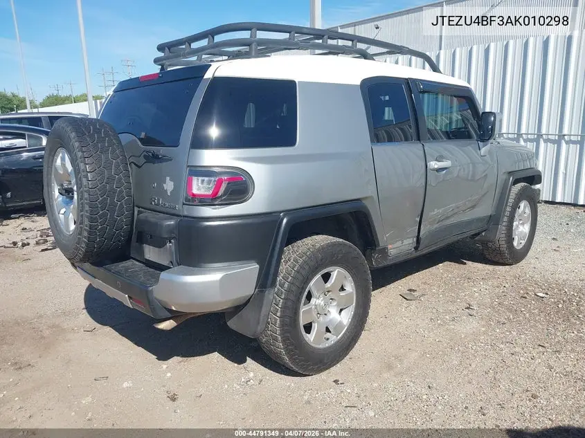 2010 Toyota Fj Cruiser VIN: JTEZU4BF3AK010298 Lot: 44791349