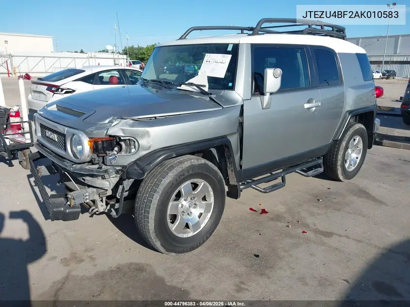 2010 Toyota Fj Cruiser VIN: JTEZU4BF2AK010583 Lot: 44796383