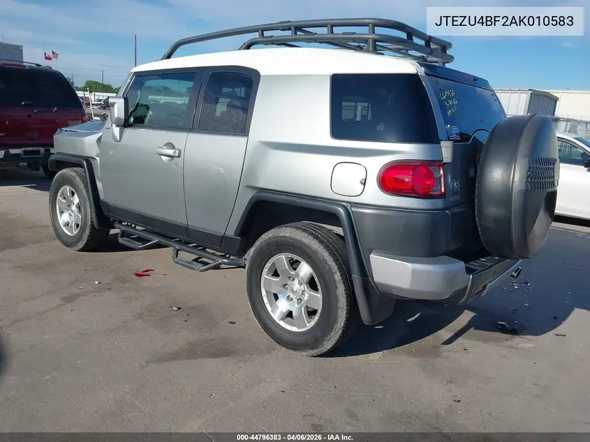 2010 Toyota Fj Cruiser VIN: JTEZU4BF2AK010583 Lot: 44796383