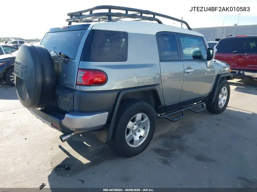 2010 Toyota Fj Cruiser VIN: JTEZU4BF2AK010583 Lot: 44796383