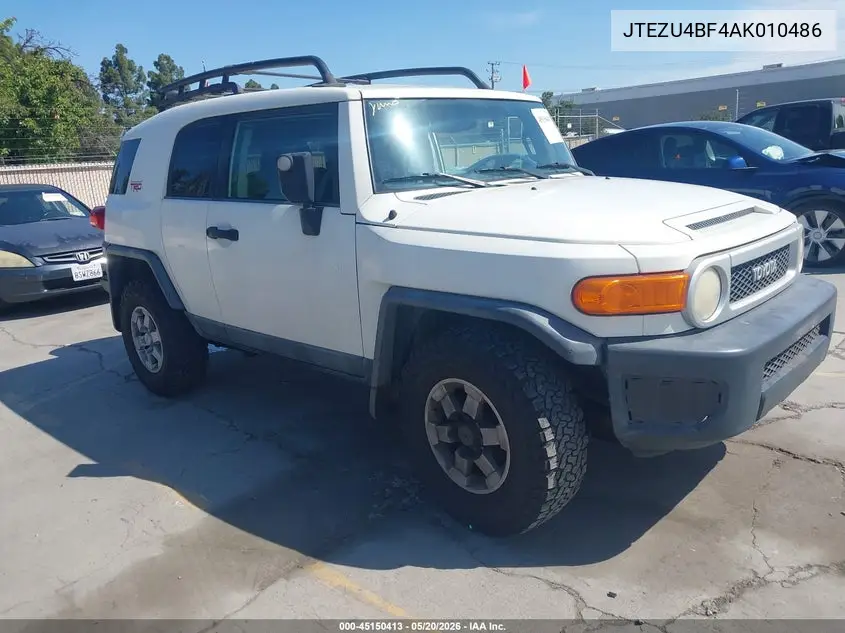 2010 Toyota Fj Cruiser VIN: JTEZU4BF4AK010486 Lot: 45150413