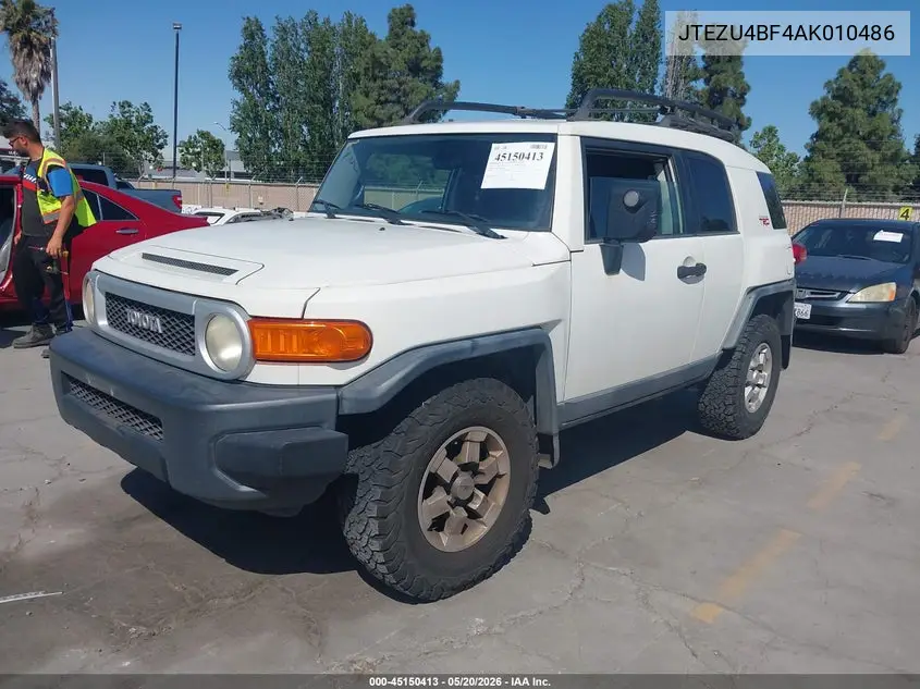2010 Toyota Fj Cruiser VIN: JTEZU4BF4AK010486 Lot: 45150413
