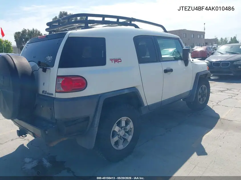 2010 Toyota Fj Cruiser VIN: JTEZU4BF4AK010486 Lot: 45150413