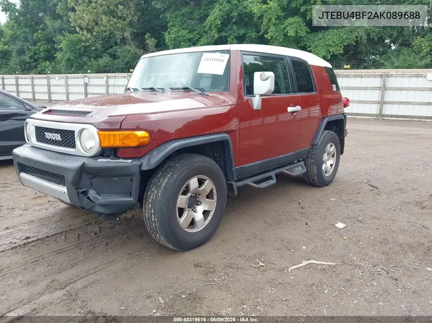 2010 Toyota Fj Cruiser VIN: JTEBU4BF2AK089688 Lot: 45319516