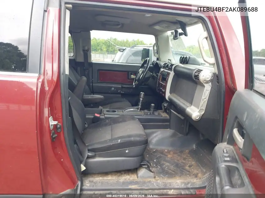 2010 Toyota Fj Cruiser VIN: JTEBU4BF2AK089688 Lot: 45319516