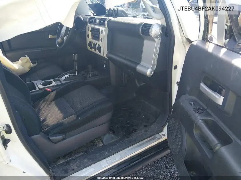 2010 Toyota Fj Cruiser VIN: JTEBU4BF2AK094227 Lot: 45571298
