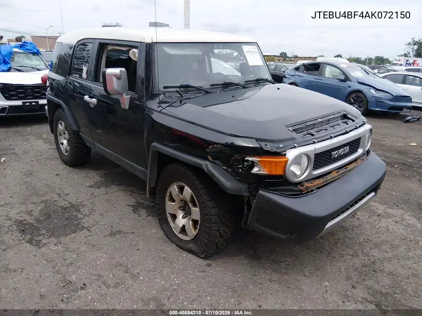 2010 Toyota Fj Cruiser VIN: JTEBU4BF4AK072150 Lot: 45594310