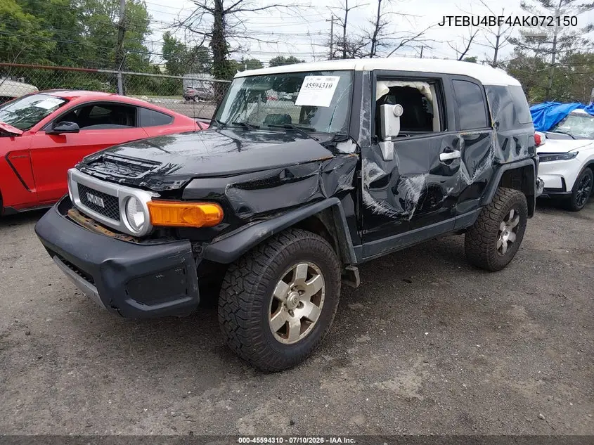 2010 Toyota Fj Cruiser VIN: JTEBU4BF4AK072150 Lot: 45594310