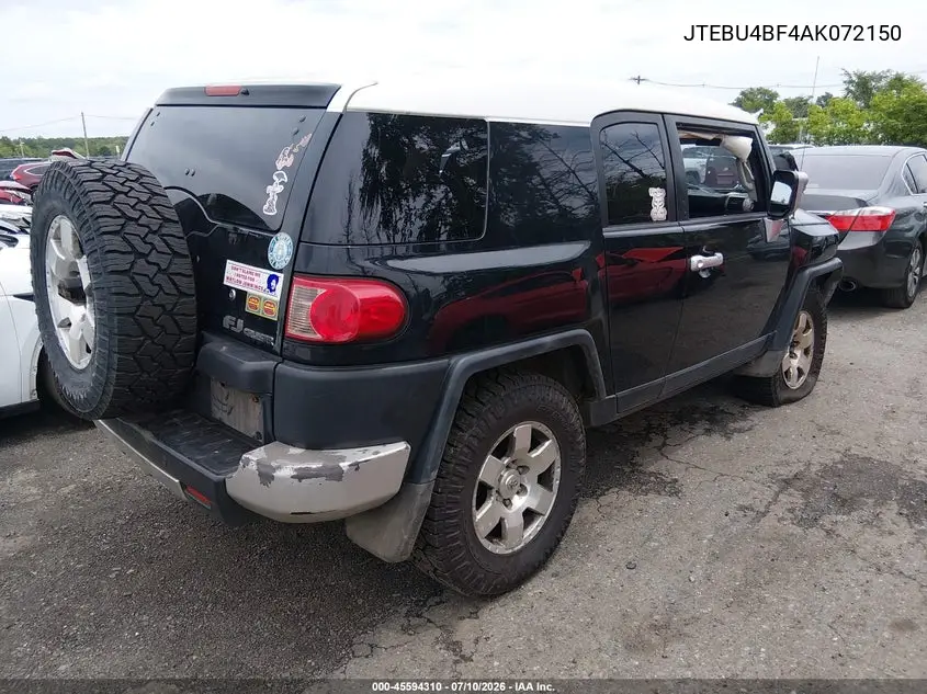2010 Toyota Fj Cruiser VIN: JTEBU4BF4AK072150 Lot: 45594310