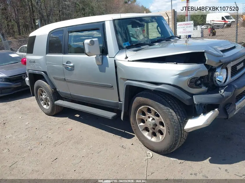 2011 Toyota Fj Cruiser VIN: JTEBU4BFXBK107520 Lot: 44951715