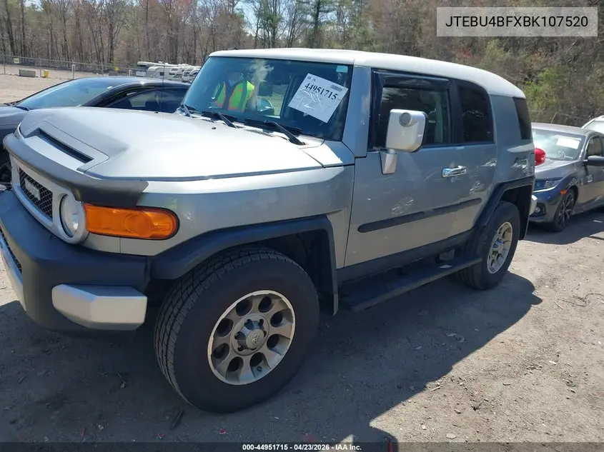 2011 Toyota Fj Cruiser VIN: JTEBU4BFXBK107520 Lot: 44951715