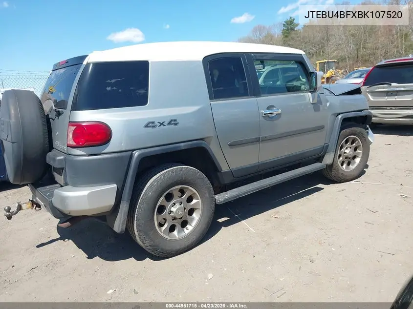 2011 Toyota Fj Cruiser VIN: JTEBU4BFXBK107520 Lot: 44951715
