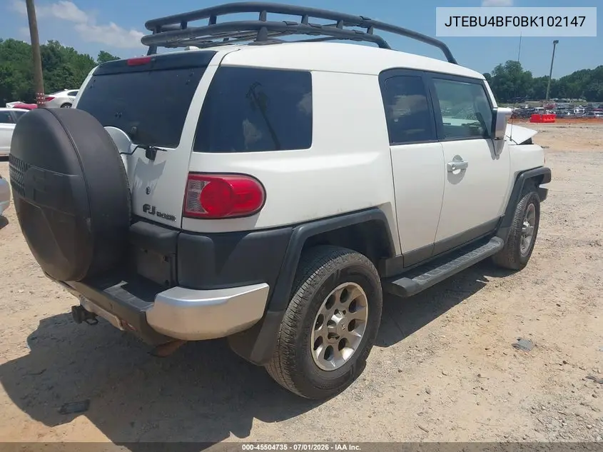 2011 Toyota Fj Cruiser VIN: JTEBU4BF0BK102147 Lot: 45504735