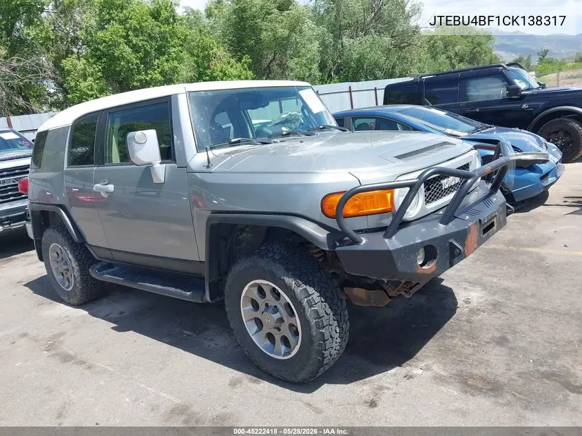 2012 Toyota Fj Cruiser VIN: JTEBU4BF1CK138317 Lot: 45222418