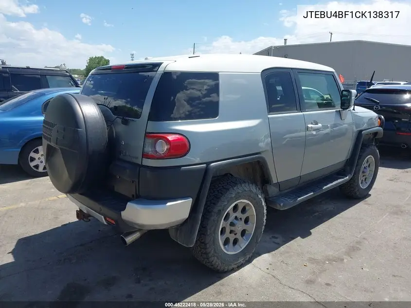 2012 Toyota Fj Cruiser VIN: JTEBU4BF1CK138317 Lot: 45222418