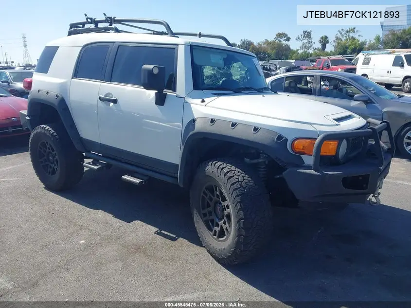 2012 Toyota Fj Cruiser VIN: JTEBU4BF7CK121893 Lot: 45545475