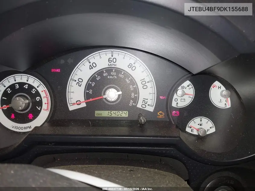 2013 Toyota Fj Cruiser VIN: JTEBU4BF9DK155688 Lot: 45537739