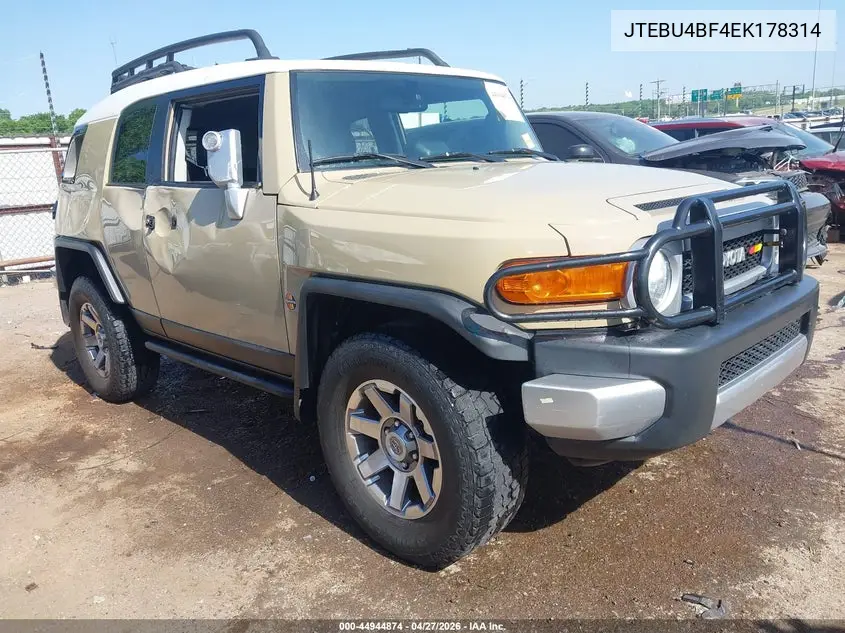 2014 Toyota Fj Cruiser VIN: JTEBU4BF4EK178314 Lot: 44944874