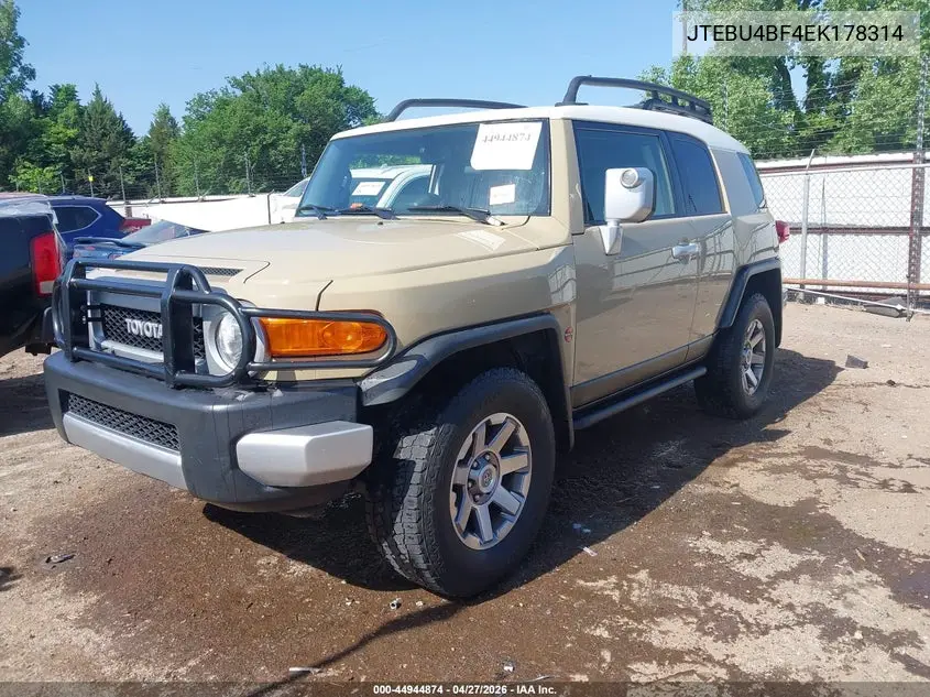 2014 Toyota Fj Cruiser VIN: JTEBU4BF4EK178314 Lot: 44944874