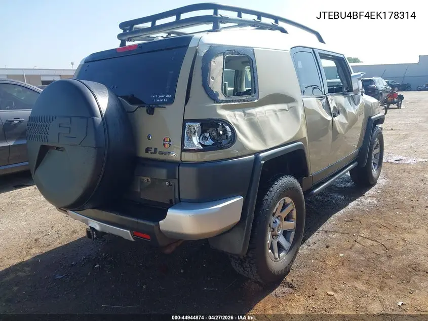 2014 Toyota Fj Cruiser VIN: JTEBU4BF4EK178314 Lot: 44944874