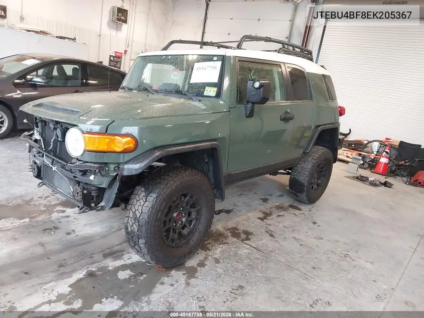 2014 Toyota Fj Cruiser VIN: JTEBU4BF8EK205367 Lot: 45167758