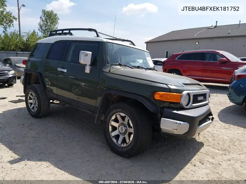2014 Toyota Fj Cruiser VIN: JTEBU4BFXEK181752 Lot: 45572934