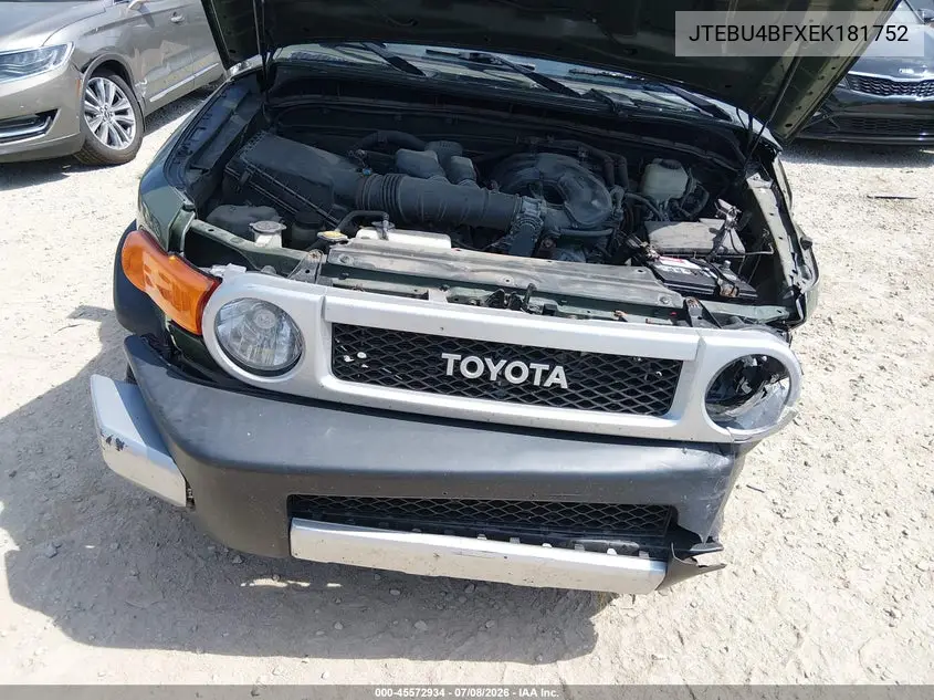 2014 Toyota Fj Cruiser VIN: JTEBU4BFXEK181752 Lot: 45572934