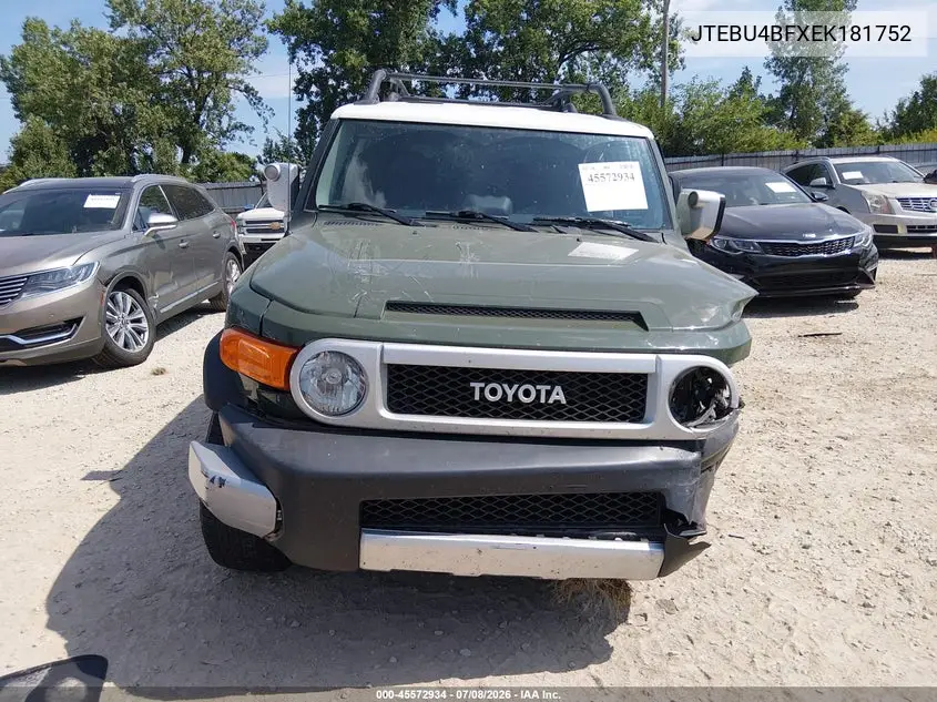 2014 Toyota Fj Cruiser VIN: JTEBU4BFXEK181752 Lot: 45572934