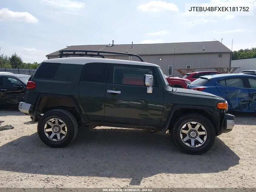 2014 Toyota Fj Cruiser VIN: JTEBU4BFXEK181752 Lot: 45572934