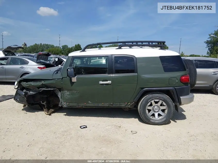 2014 Toyota Fj Cruiser VIN: JTEBU4BFXEK181752 Lot: 45572934