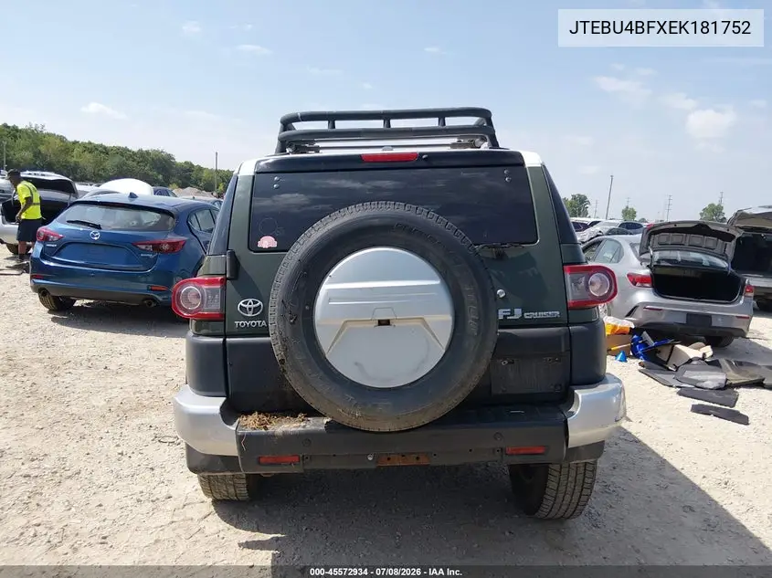 2014 Toyota Fj Cruiser VIN: JTEBU4BFXEK181752 Lot: 45572934