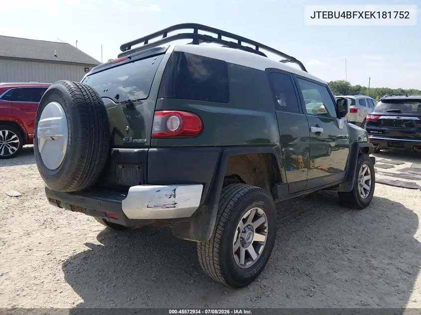 2014 Toyota Fj Cruiser VIN: JTEBU4BFXEK181752 Lot: 45572934