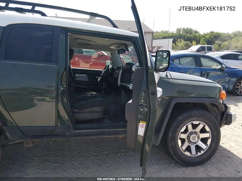 2014 Toyota Fj Cruiser VIN: JTEBU4BFXEK181752 Lot: 45572934